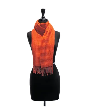 100% Baby Alpaca Woven Scarf - Hand-dyed Orange