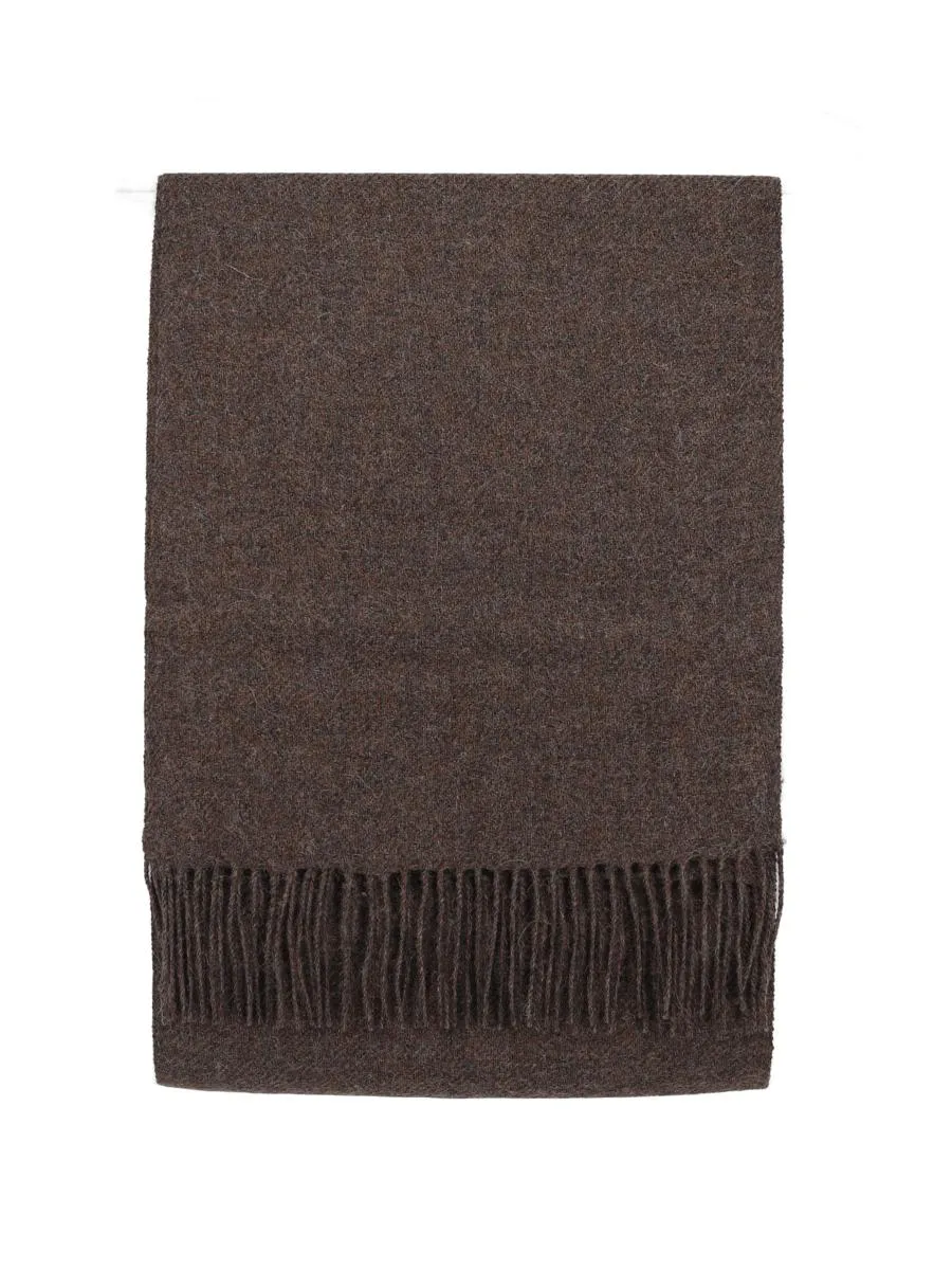 100% Baby Alpaca Woven Scarf - Natural Bark Brown Mélange