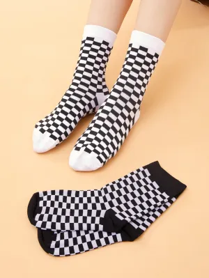 2pairs Plaid Pattern Socks Silly Socks for Women Funky Socks Funny Socks Novelty