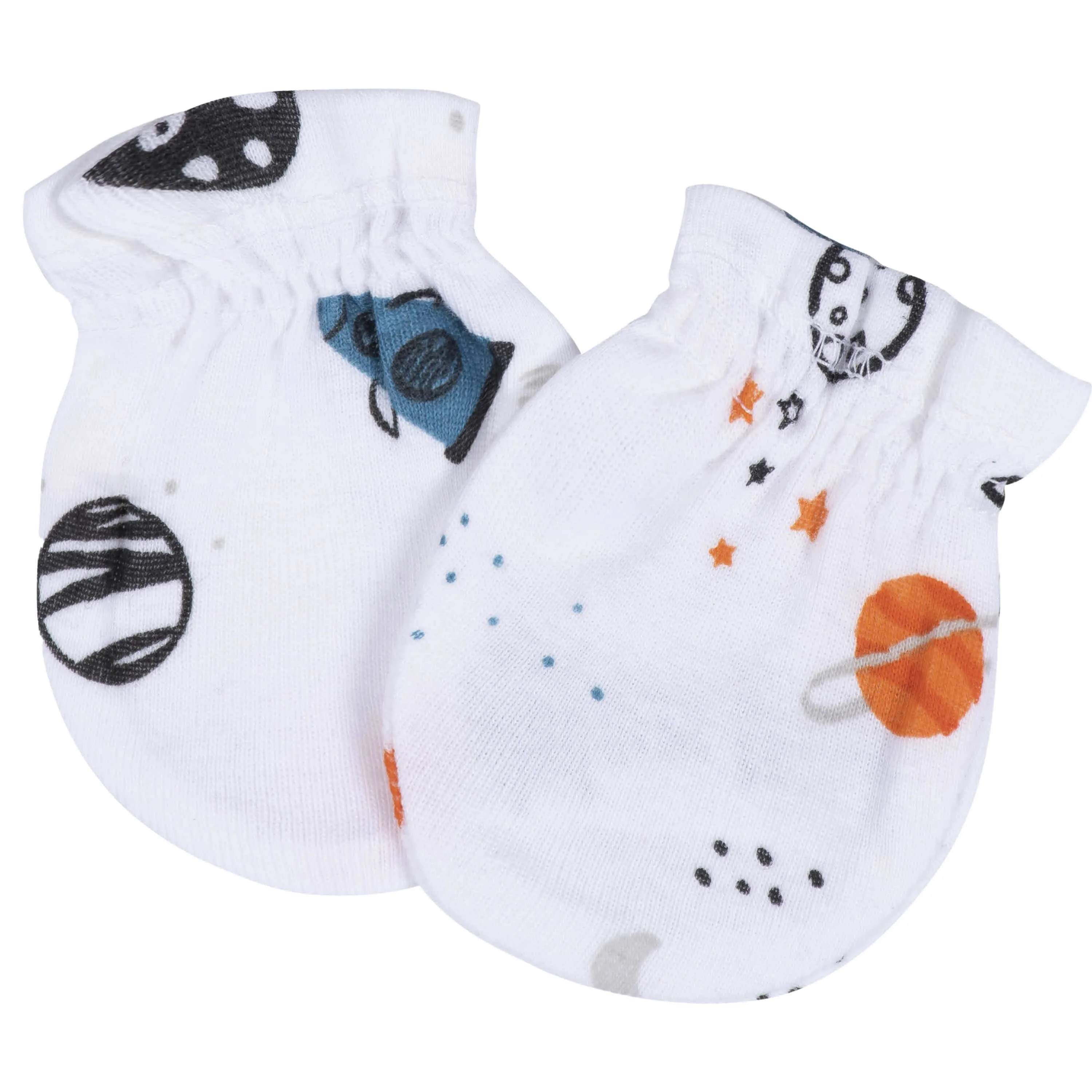 8-Piece Baby Boys Space Explorer No Scratch Mittens & Caps Set