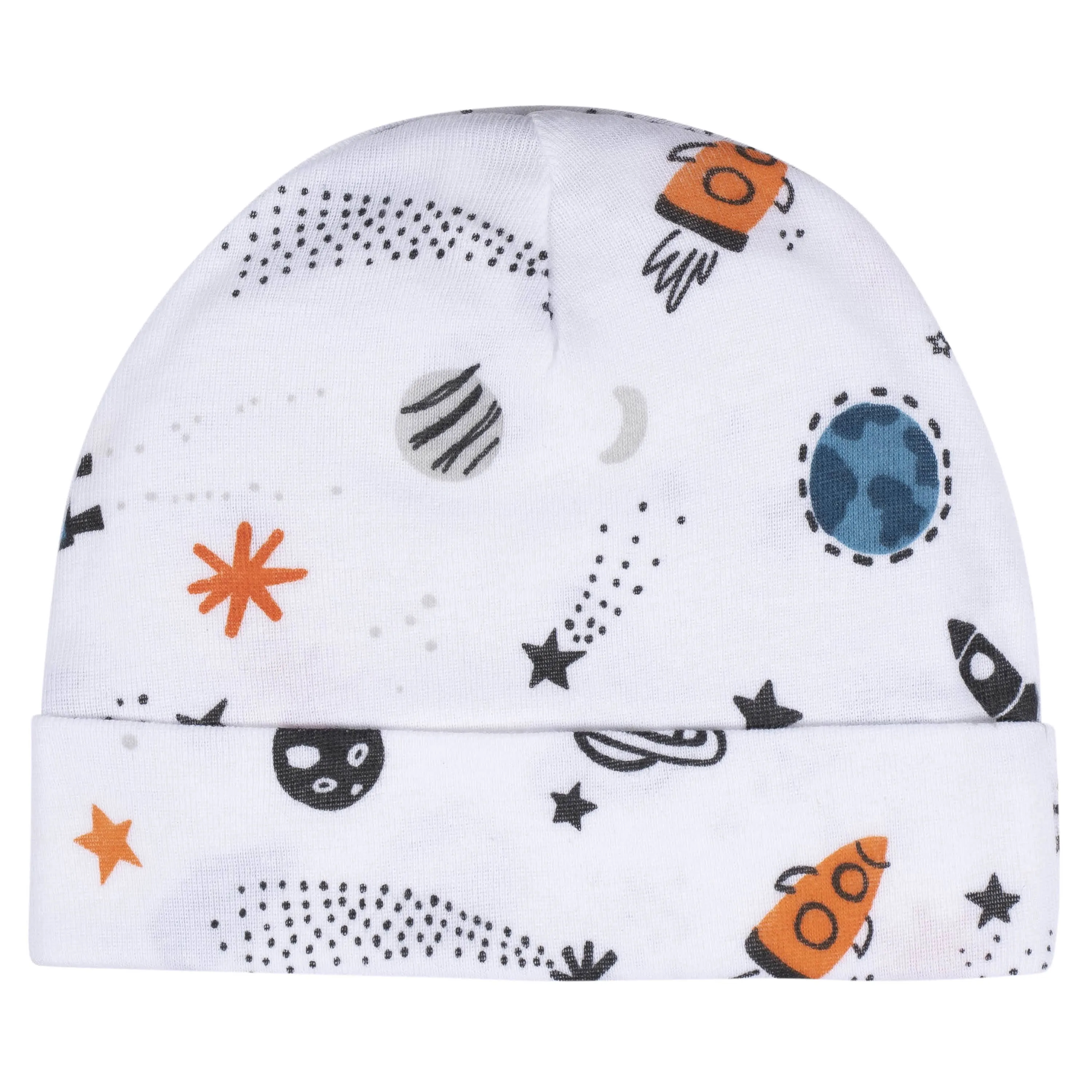 8-Piece Baby Boys Space Explorer No Scratch Mittens & Caps Set