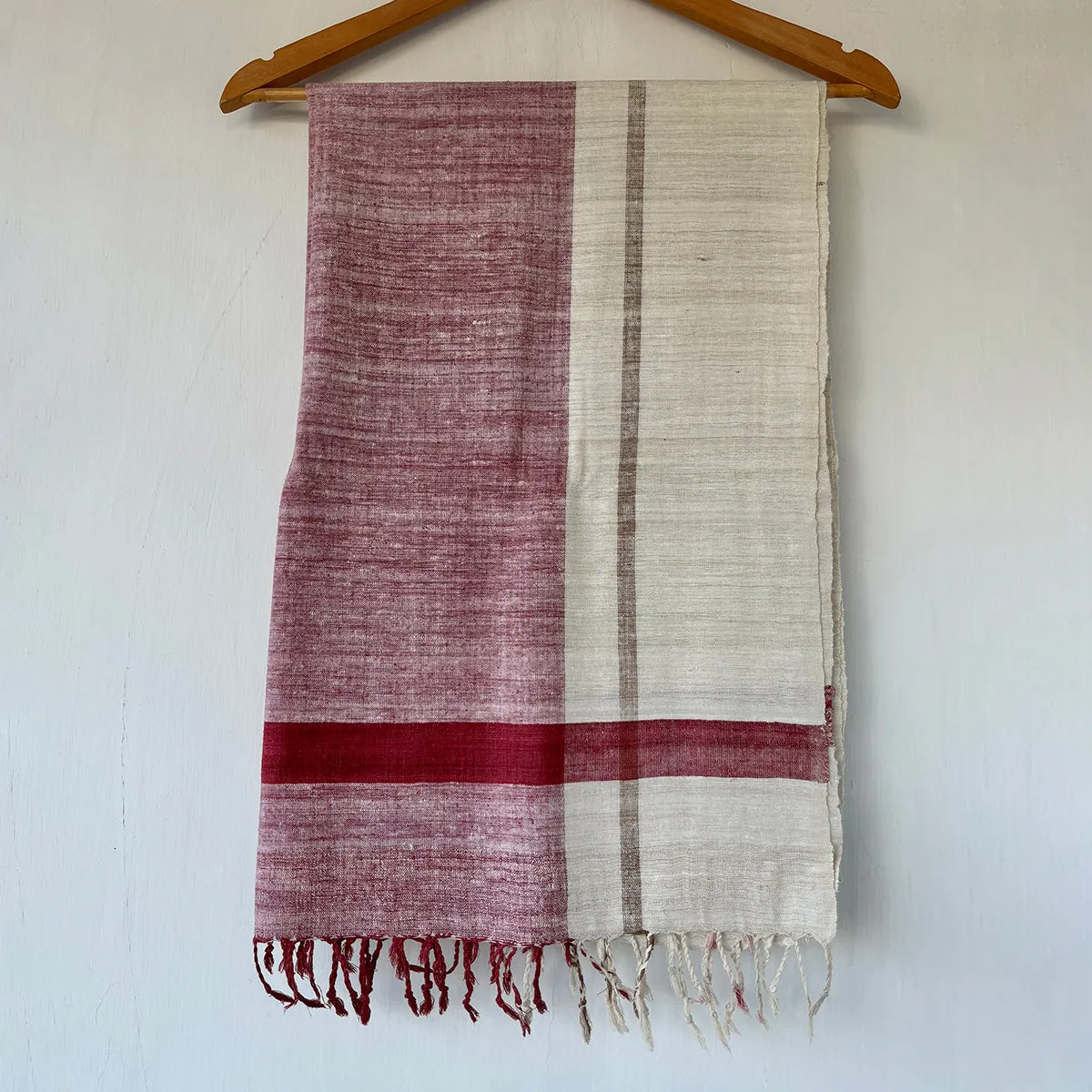 Ahimsa Silk Stole for Women | Maroon & White | Checkered