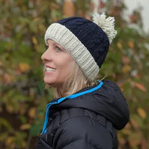 Alpaca Hat with Pompom and Fleece Lining