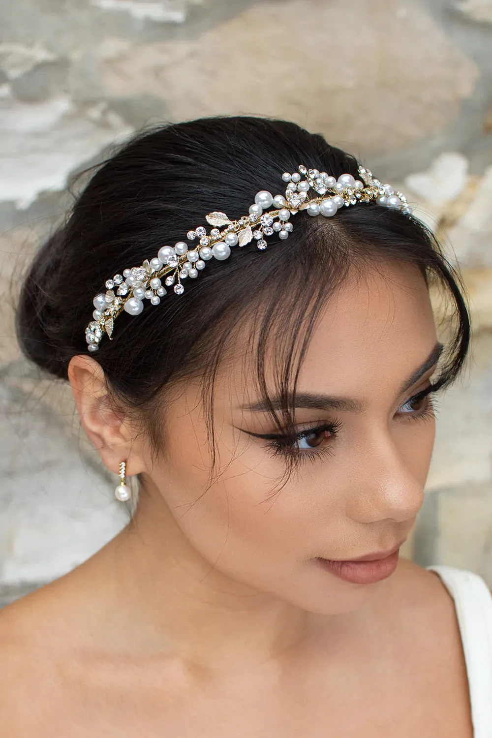 Amelia - Pearl Crystal Delicate Floral Bridal Headband