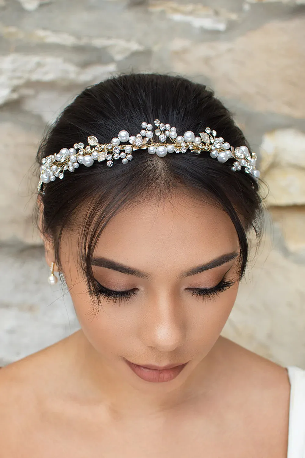 Amelia - Pearl Crystal Delicate Floral Bridal Headband