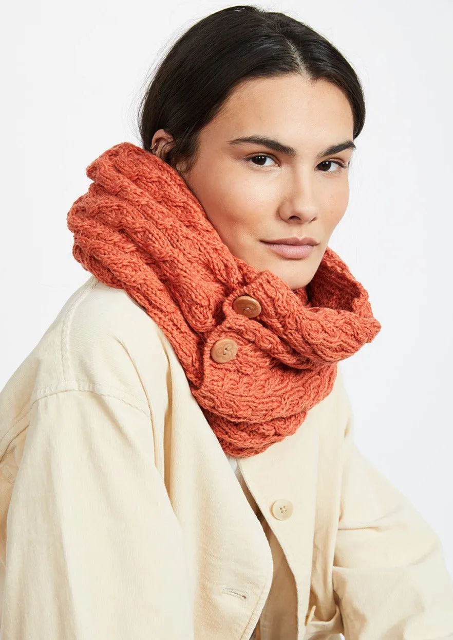 Aran Buttoned Snood | Autumn Leaves