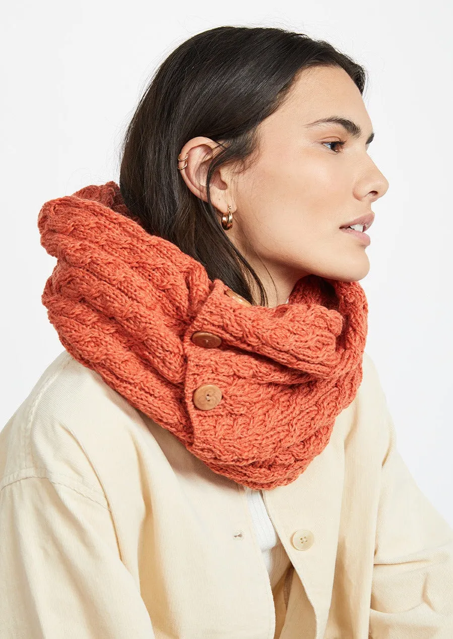 Aran Buttoned Snood | Autumn Leaves