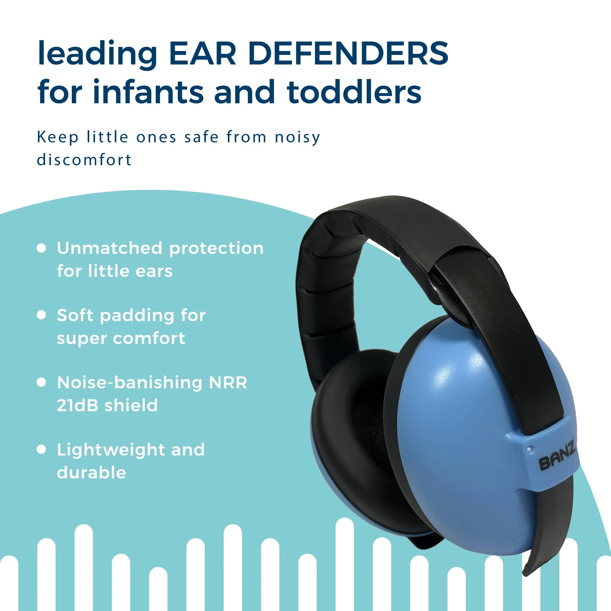 Banz Bubzee Baby Ear Defenders 0-36 Months, Noise Cancelling Headphones for Kids Blue