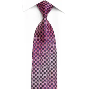 Black Purple Pink Checkered Rhinestone Tie With Gold Sparkles