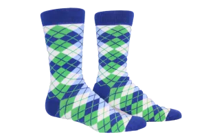 Blue Green Argyle Sock