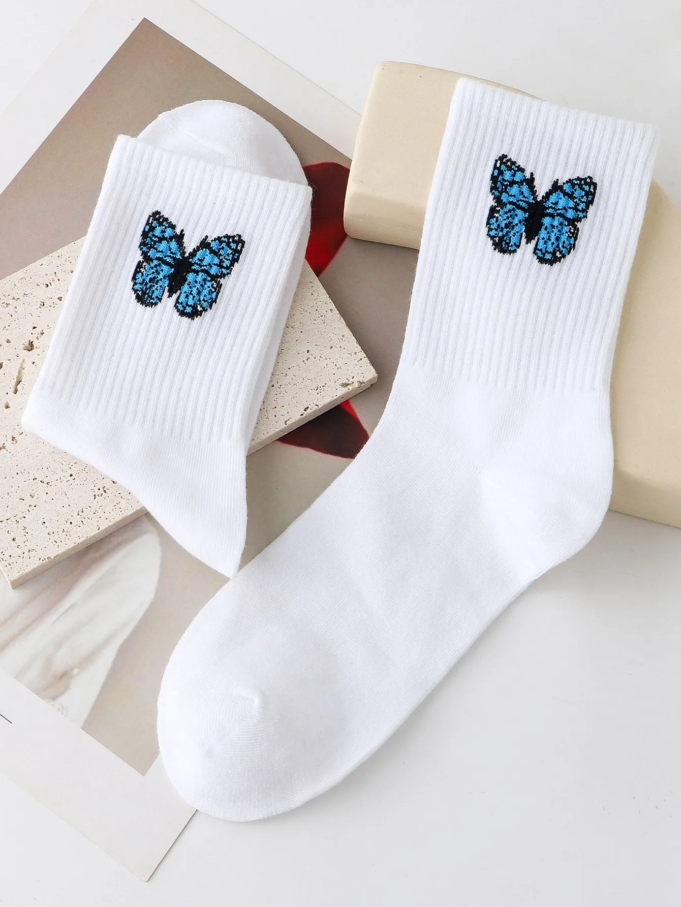 Butterfly Crew Socks Funny Socks for Women Novelty Socks Funky Socks Gift for