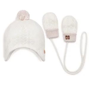 Carrément Beau Pull On Hat And Gloves Set Fall 1 Off White