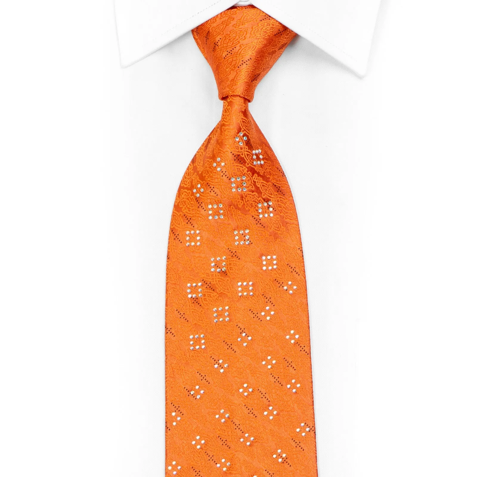 Cartouche On Orange Rhinestone Necktie