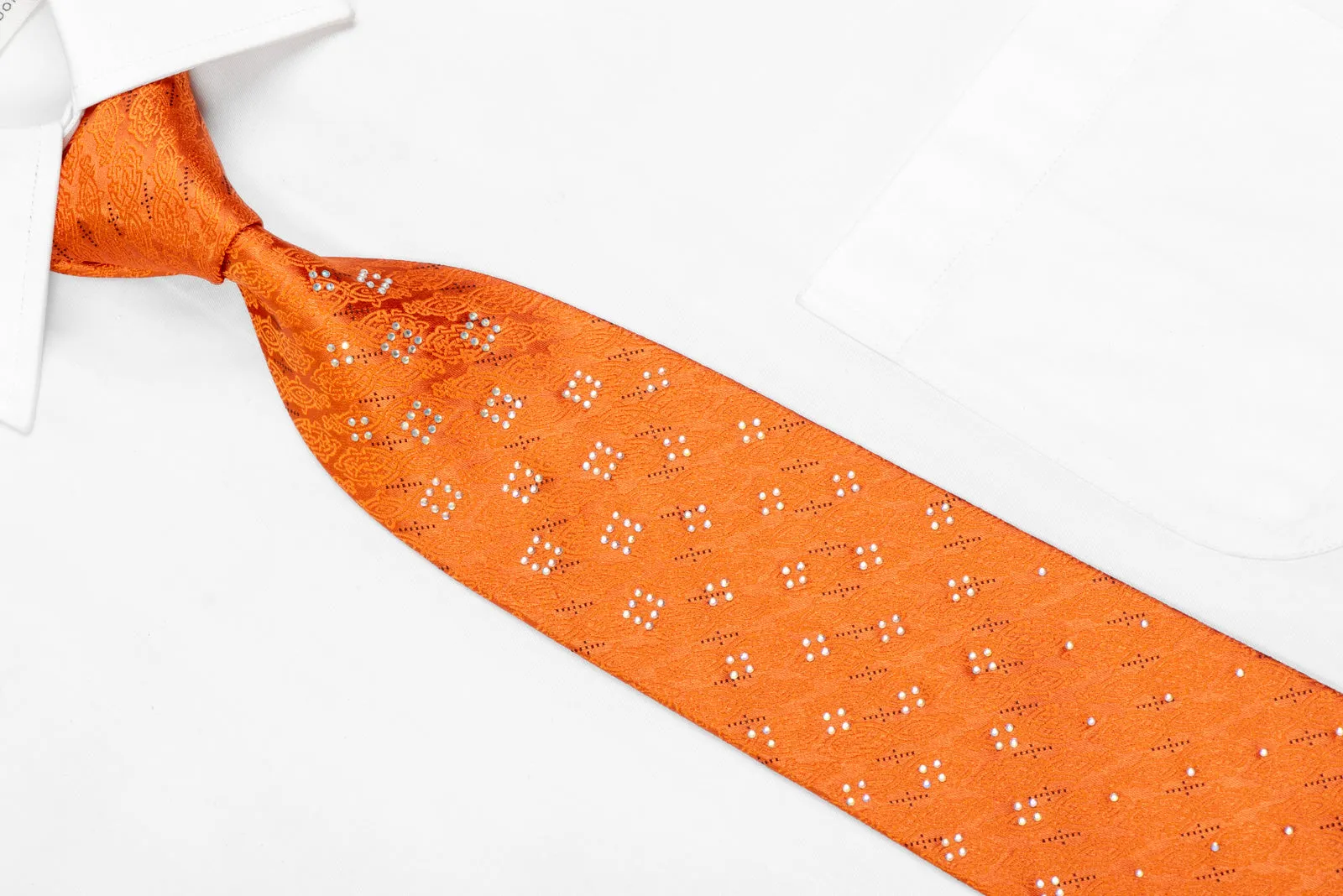 Cartouche On Orange Rhinestone Necktie