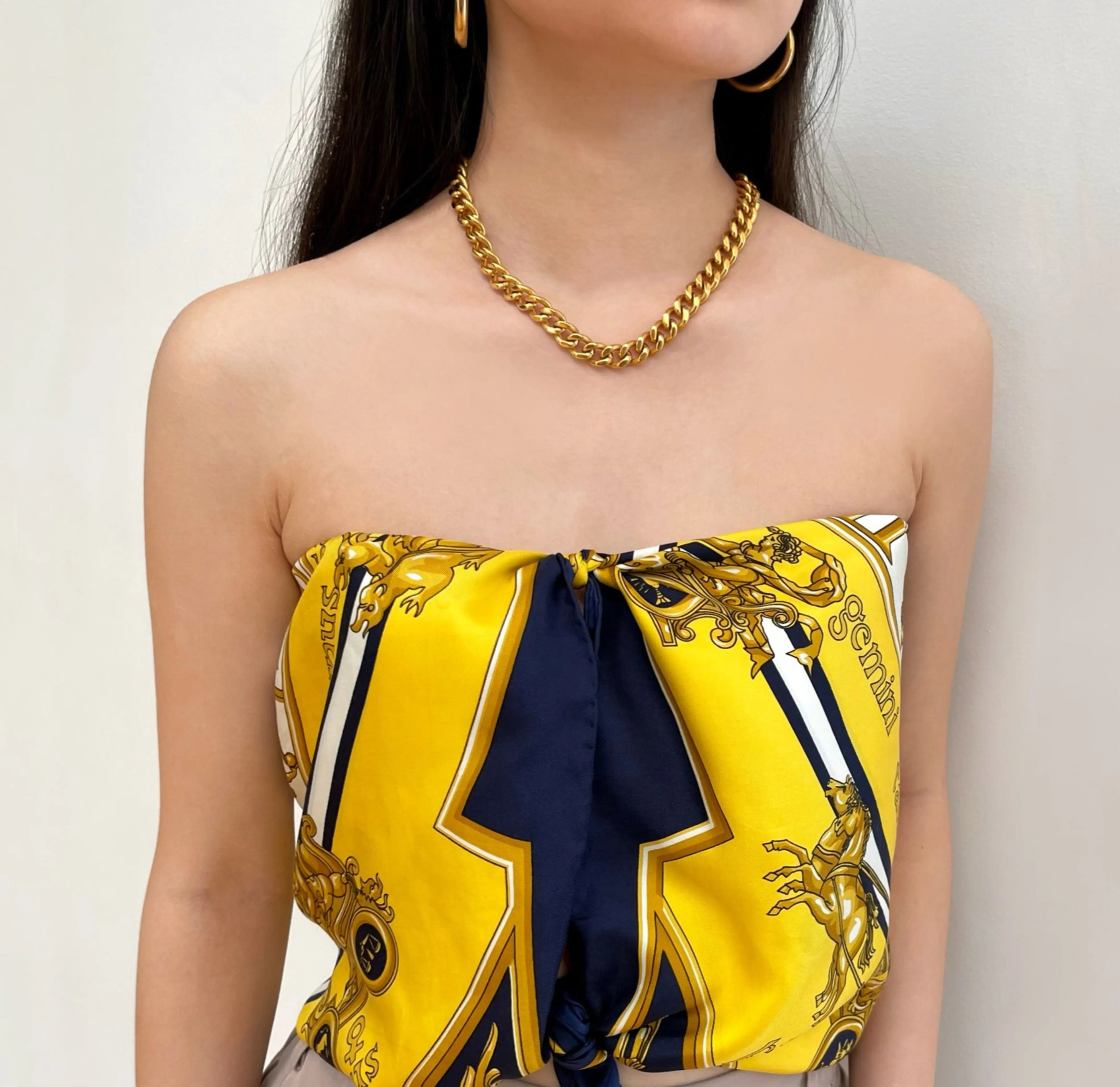 CELESTIAL SILK SCARF X CHAIN BUNDLE - YELLOW