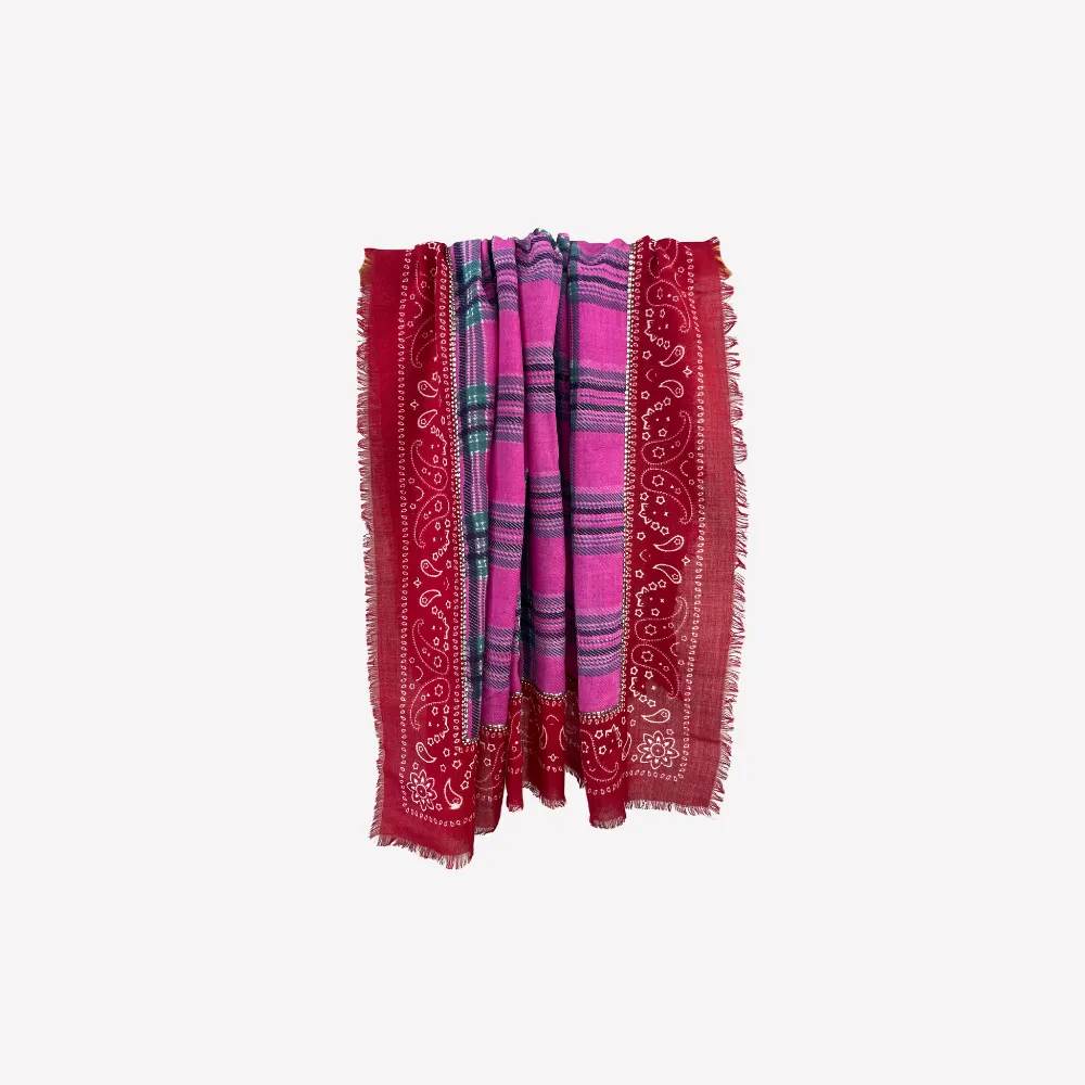 Citrus Tartan Scarf - Red/Fuschia