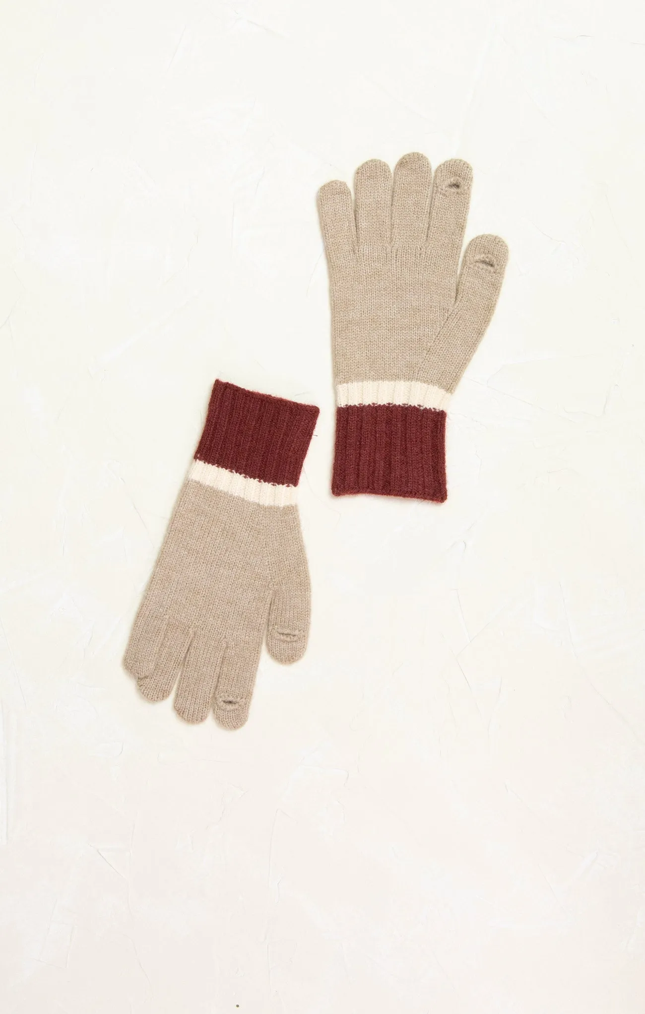 Colorblock Long Knit Gloves