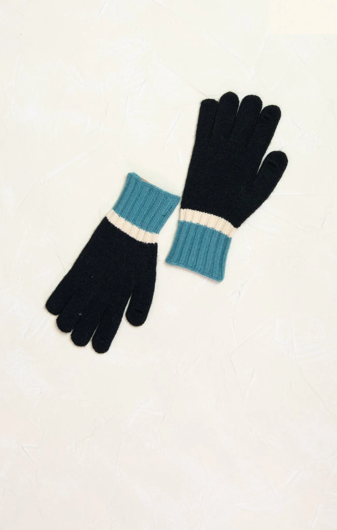 Colorblock Long Knit Gloves