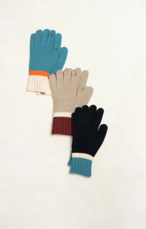 Colorblock Long Knit Gloves