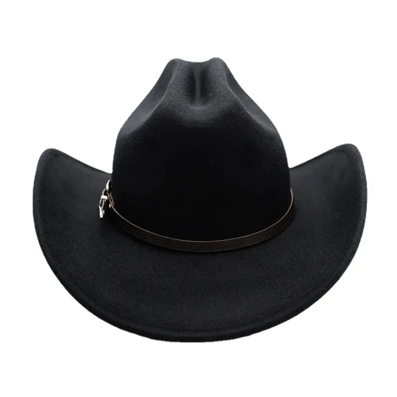 Cowboy Hat Leather Wide Brim Cloche Church Sombrero Hombre Caps