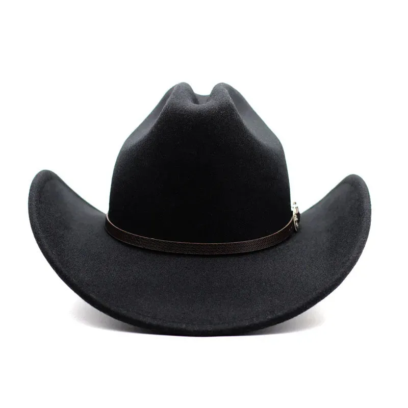 Cowboy Hat Leather Wide Brim Cloche Church Sombrero Hombre Caps