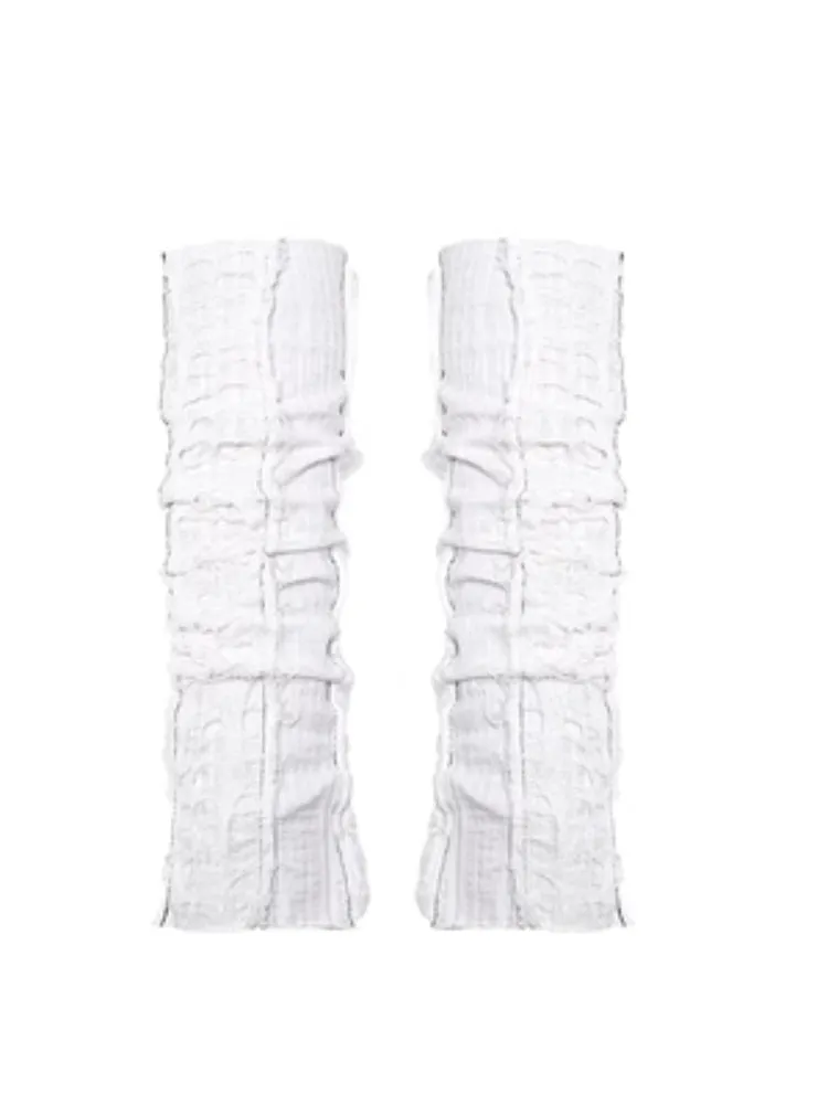 Distressed White Fingerless Gloves