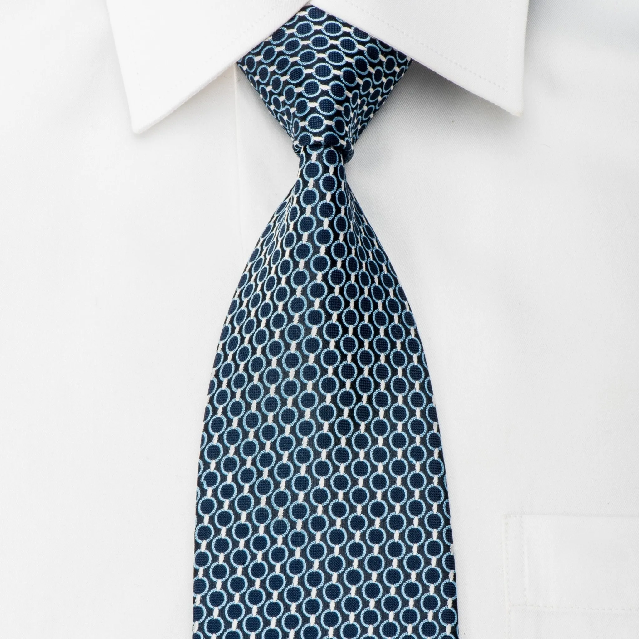 Ermenegildo Zegna Men's Woven Silk Necktie Chain Link On Blue