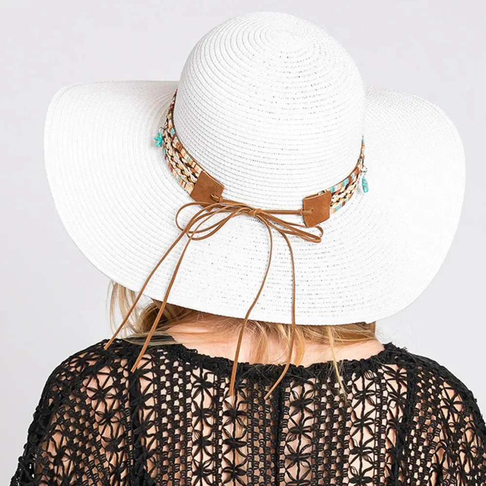 Floppy Straw Hat With Boho Sea Life Band