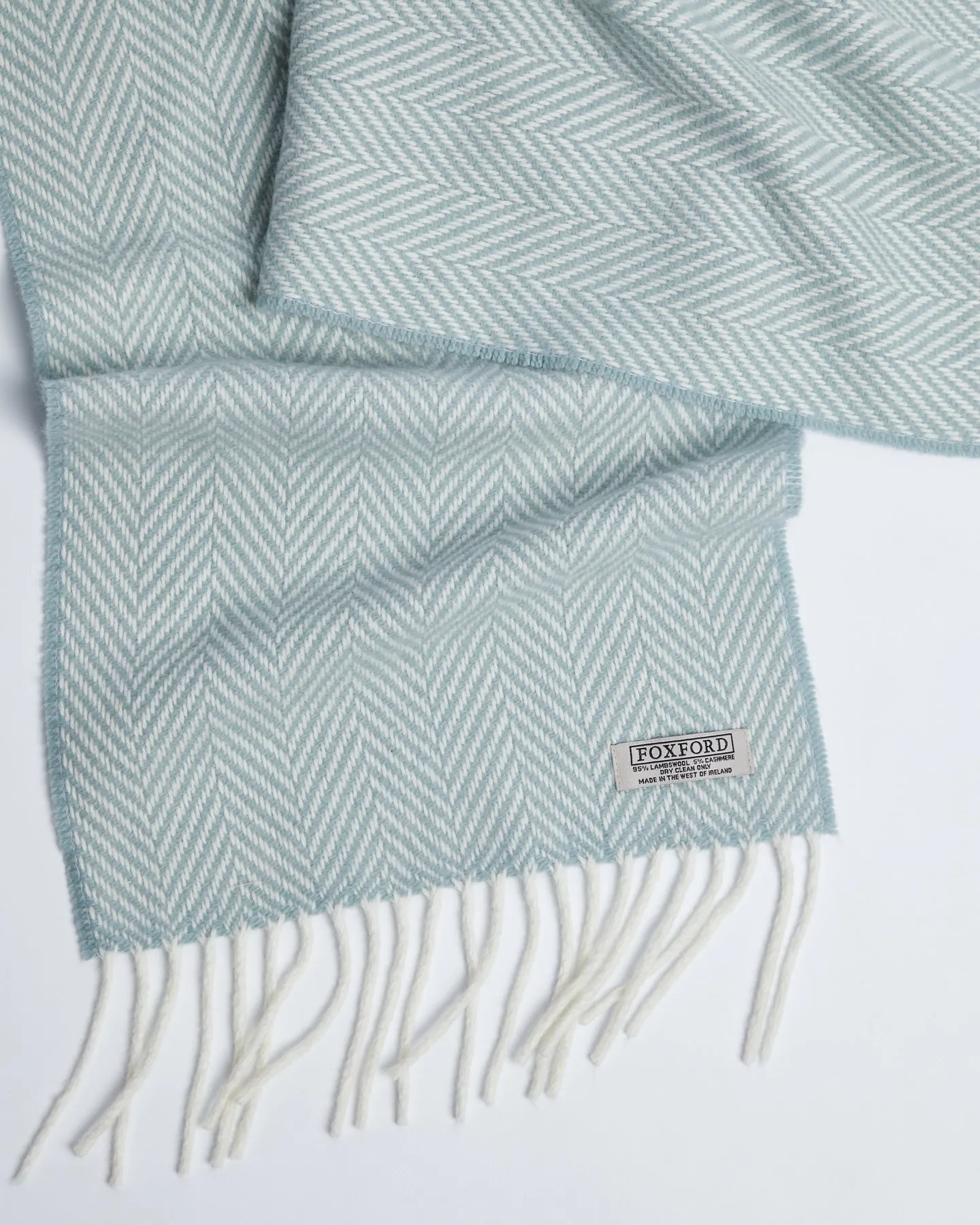 Foxford Cashmere Scarf | Sage & White