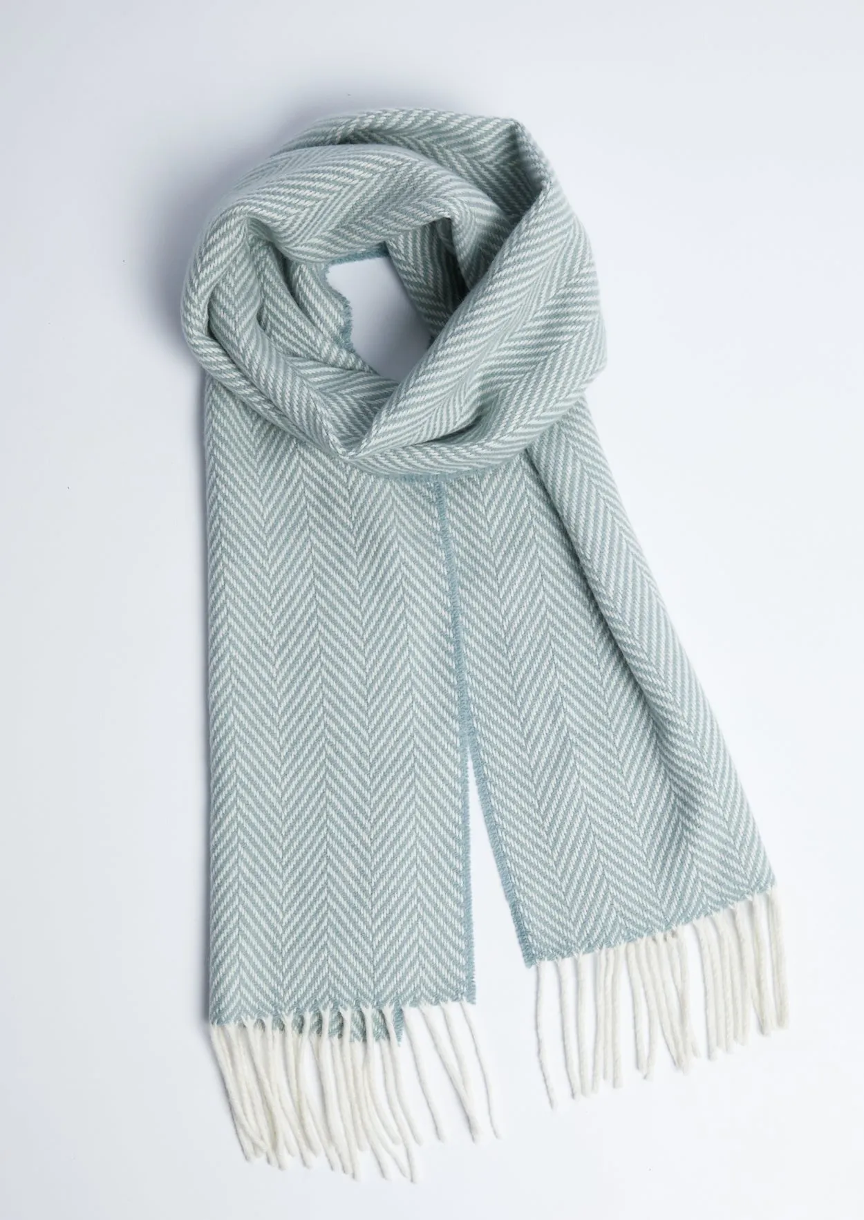 Foxford Cashmere Scarf | Sage & White