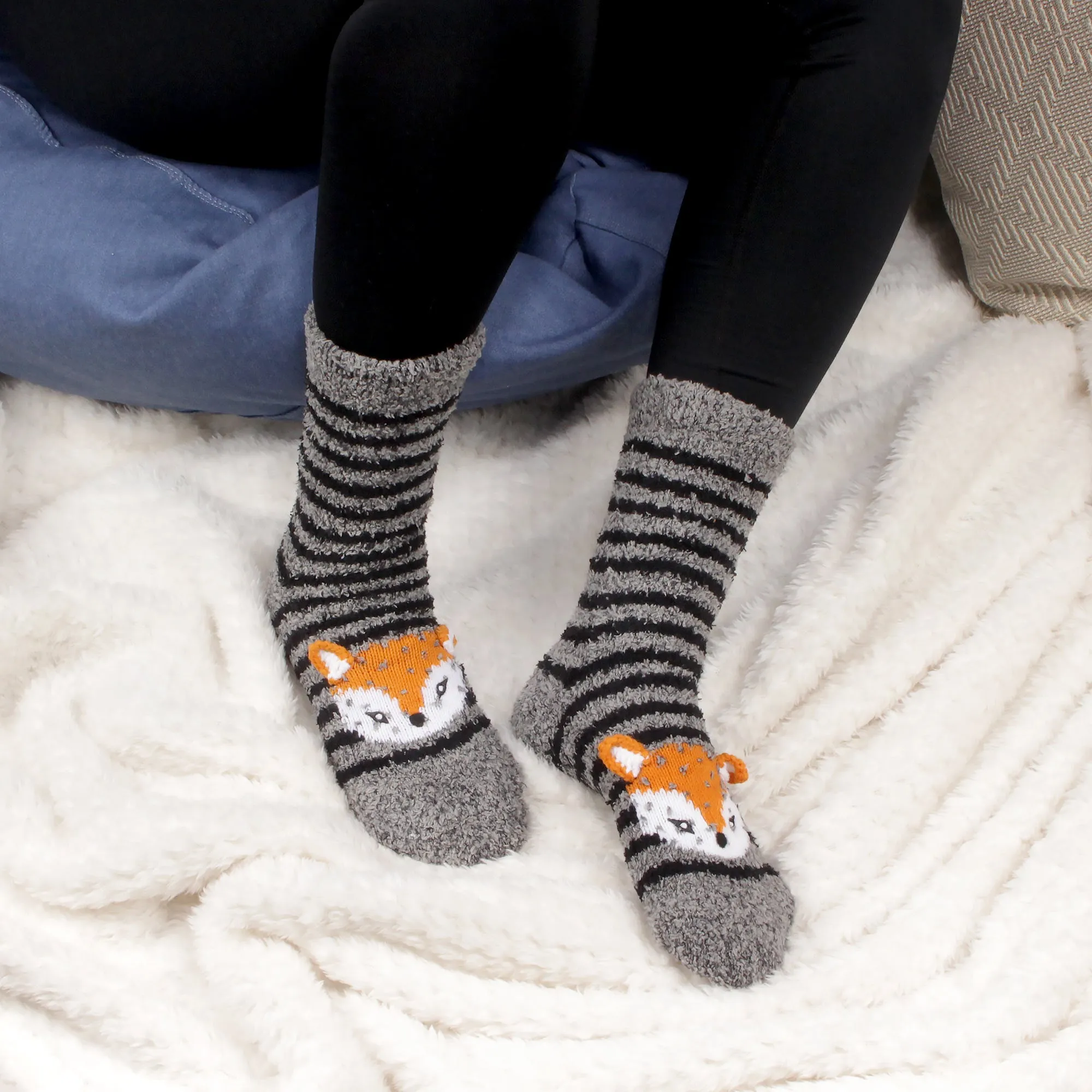 Fuzzy Cozy Microfiber Animal Socks - 6 Pairs Assortments