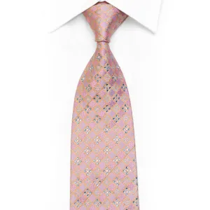 Gold Cartouche On Mauve Rhinestone Silk Necktie With Silver Sparkles