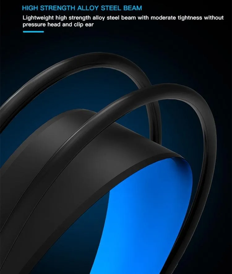 HAMTOD V1000 Pro Gaming Headset with Dual 3.5mm Connectors, Built-in Microphone & LED Lighting - 2.1m Cable Length