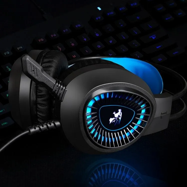 HAMTOD V1000 Pro Gaming Headset with Dual 3.5mm Connectors, Built-in Microphone & LED Lighting - 2.1m Cable Length