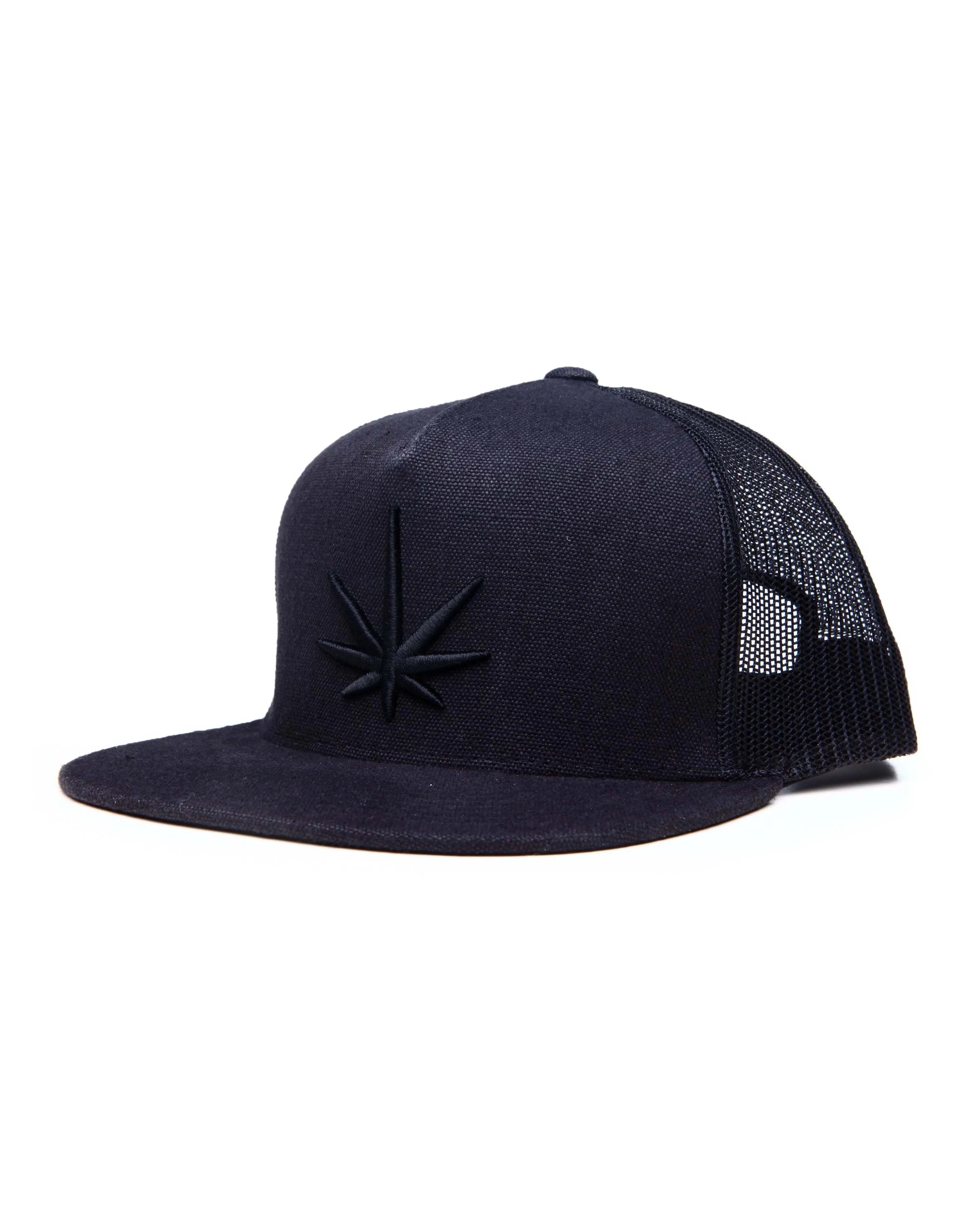 HEMPZOO BLACK LEAF TRUCKER CAP