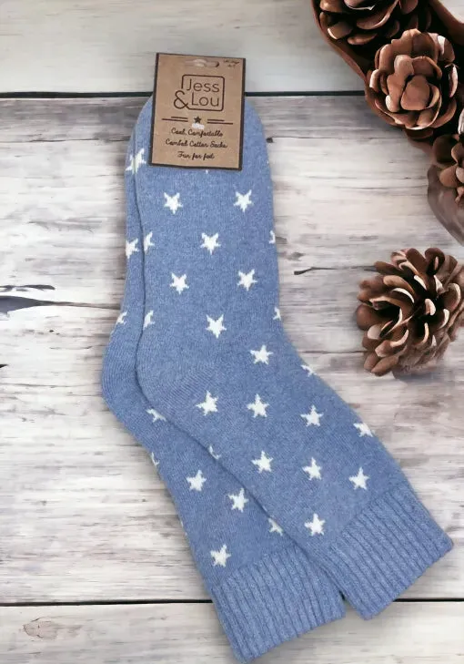 Jess and Lou Sleek Stylish Stars Ribbed Cosy Socks