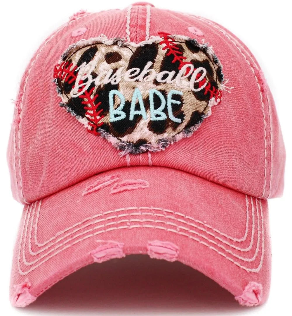 KBV1393 "Baseball Babe" Vintage Washed Baseball Cap