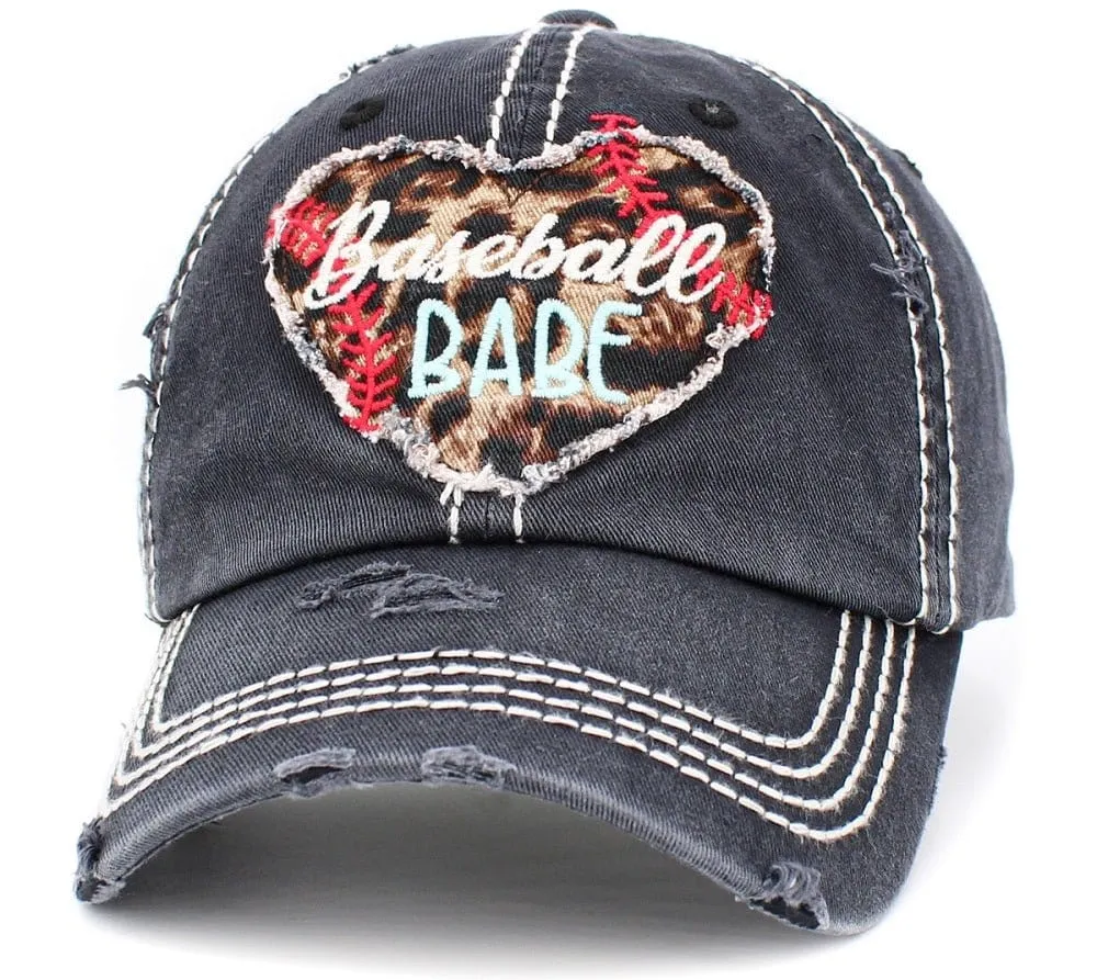 KBV1393 "Baseball Babe" Vintage Washed Baseball Cap