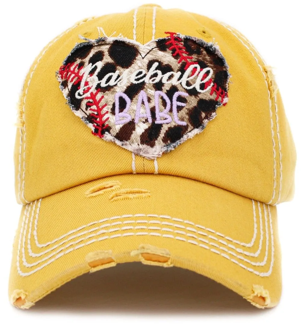 KBV1393 "Baseball Babe" Vintage Washed Baseball Cap