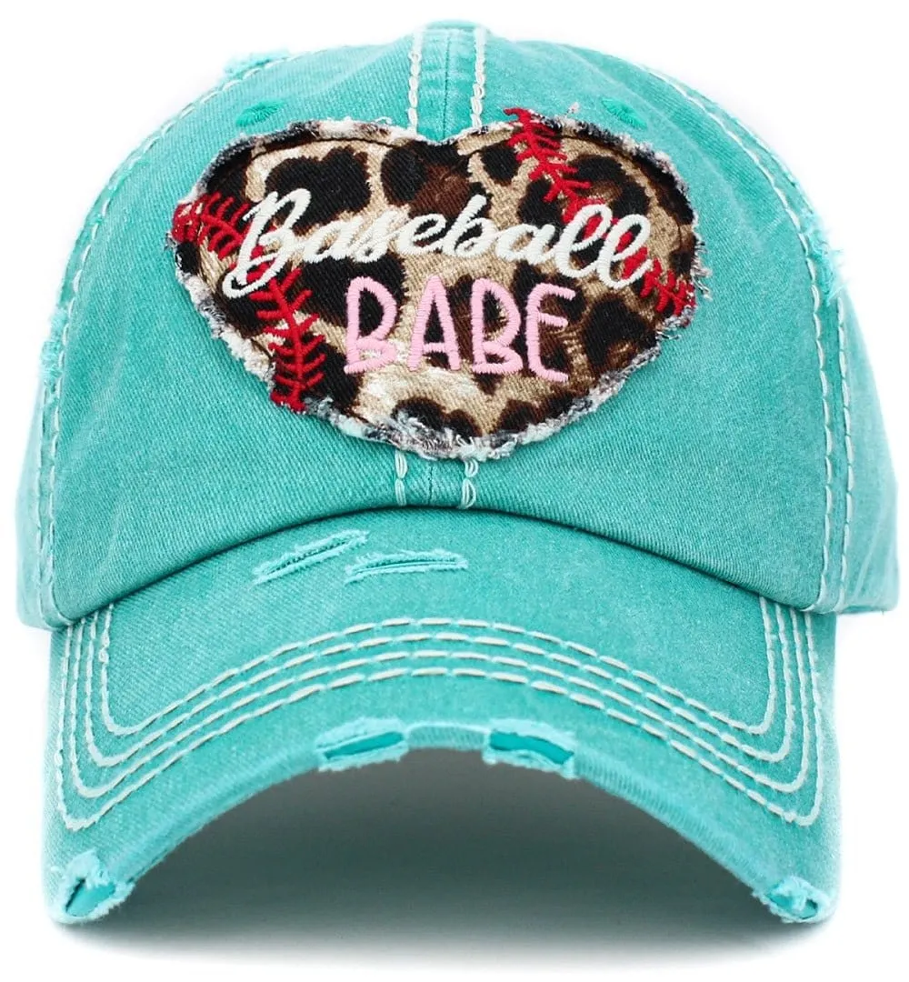 KBV1393 "Baseball Babe" Vintage Washed Baseball Cap