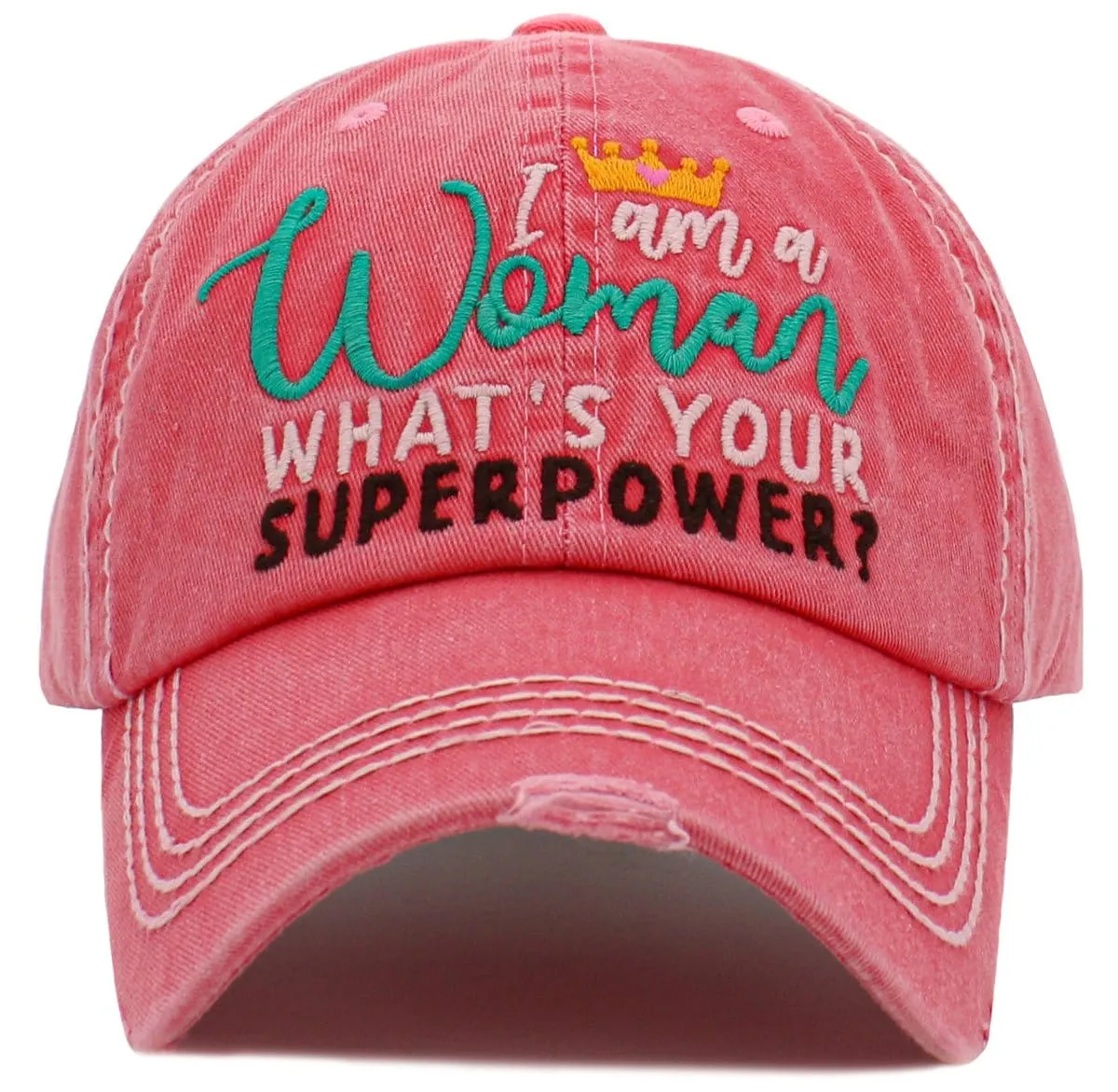 KBV1476 'I am a Women, What's Your Superpower '  Washed Vintage Ballcap