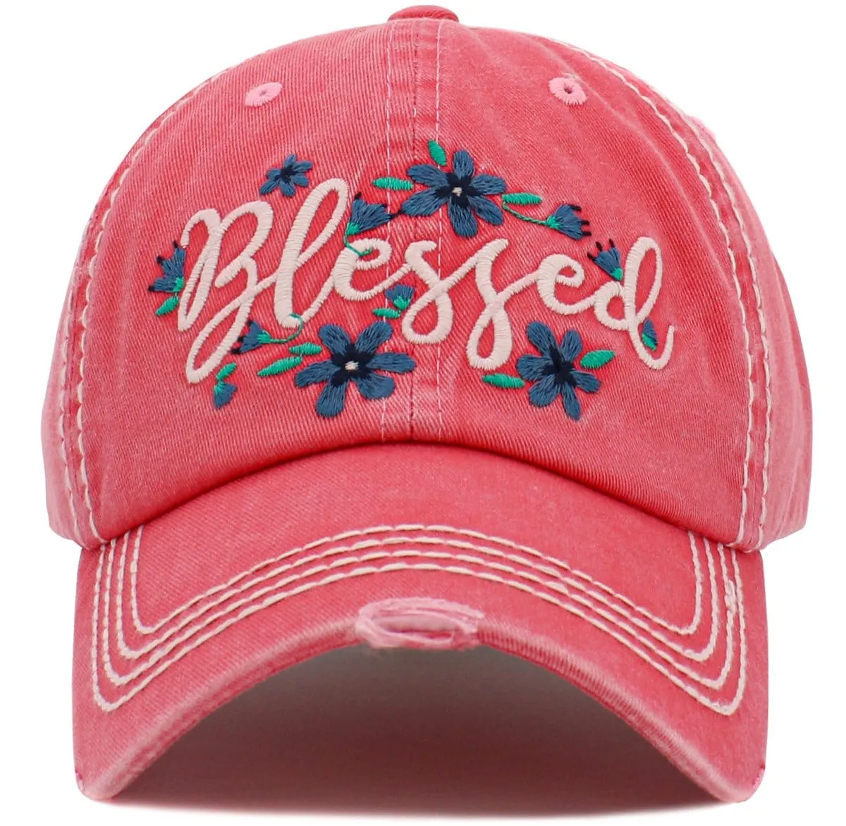 KBV1477 'Blessed ' Floral Washed Vintage Ballcap