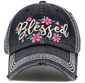 KBV1477 'Blessed ' Floral Washed Vintage Ballcap