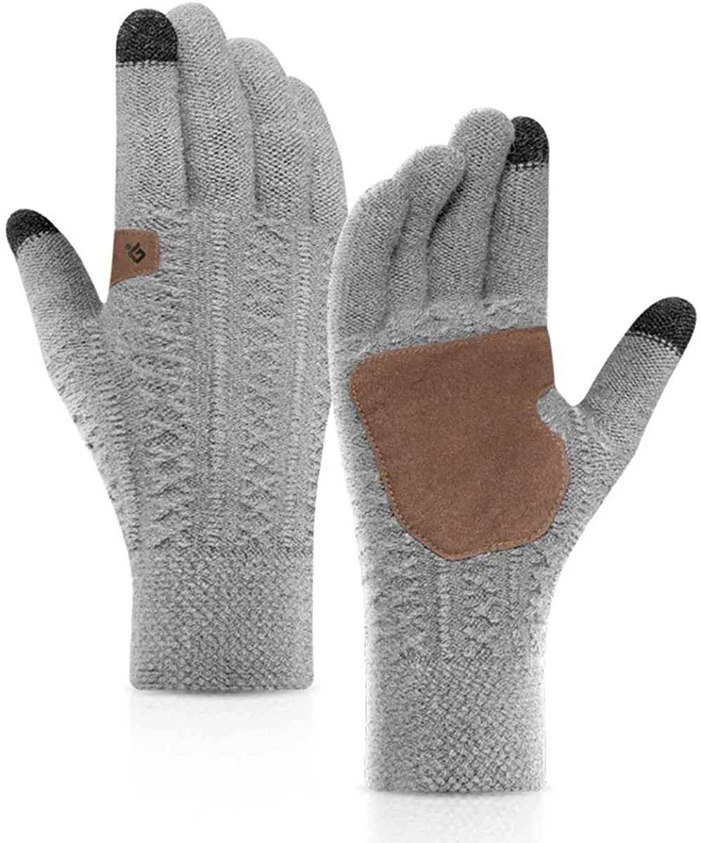 Knit Gloves for Men Warm Thermal Fleece Gloves Driving Motorcycle Cycling Gloves Winter