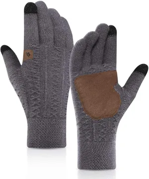 Knit Gloves for Men Warm Thermal Fleece Gloves Driving Motorcycle Cycling Gloves Winter