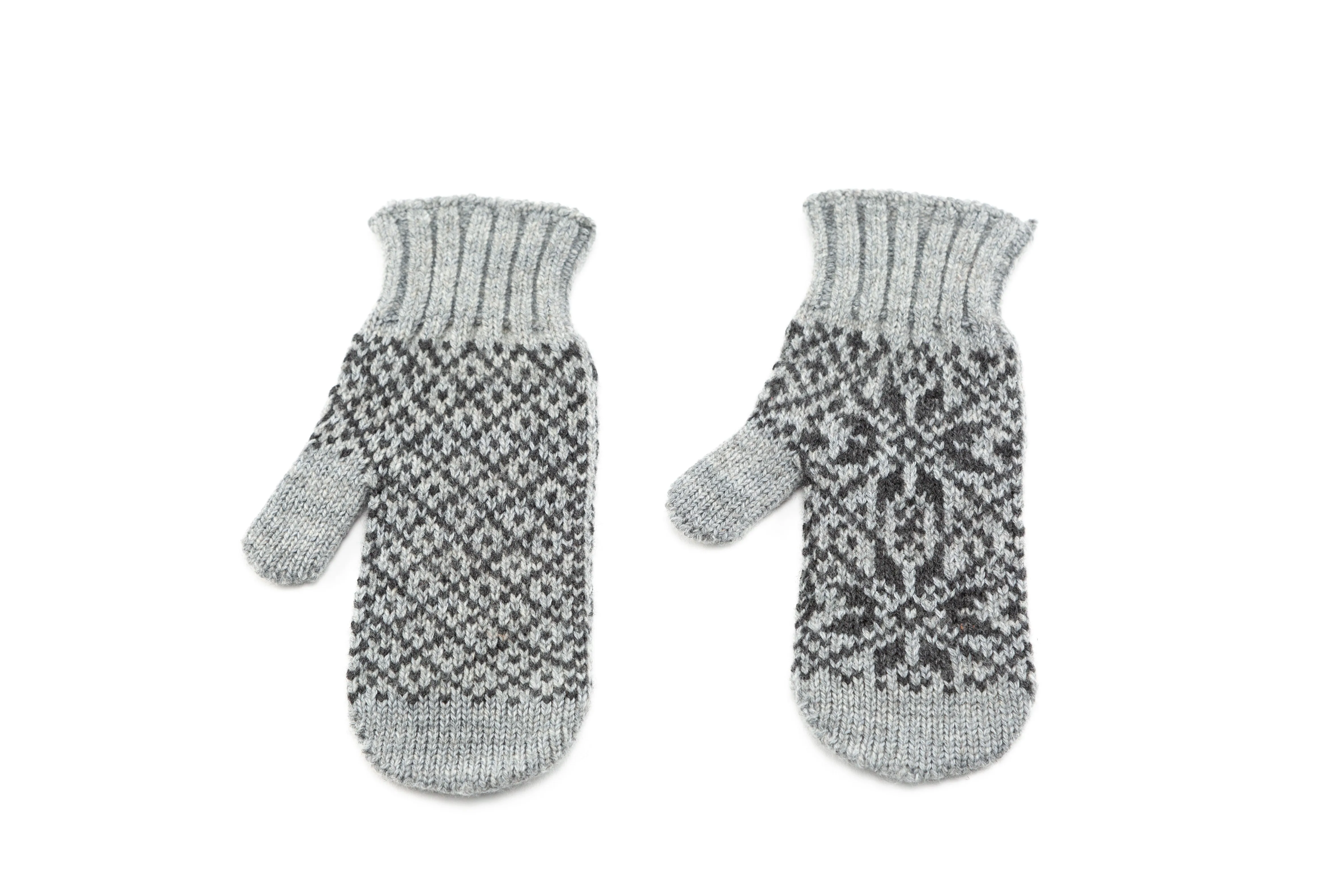 Álafoss Rose Pattern Wool Mittens