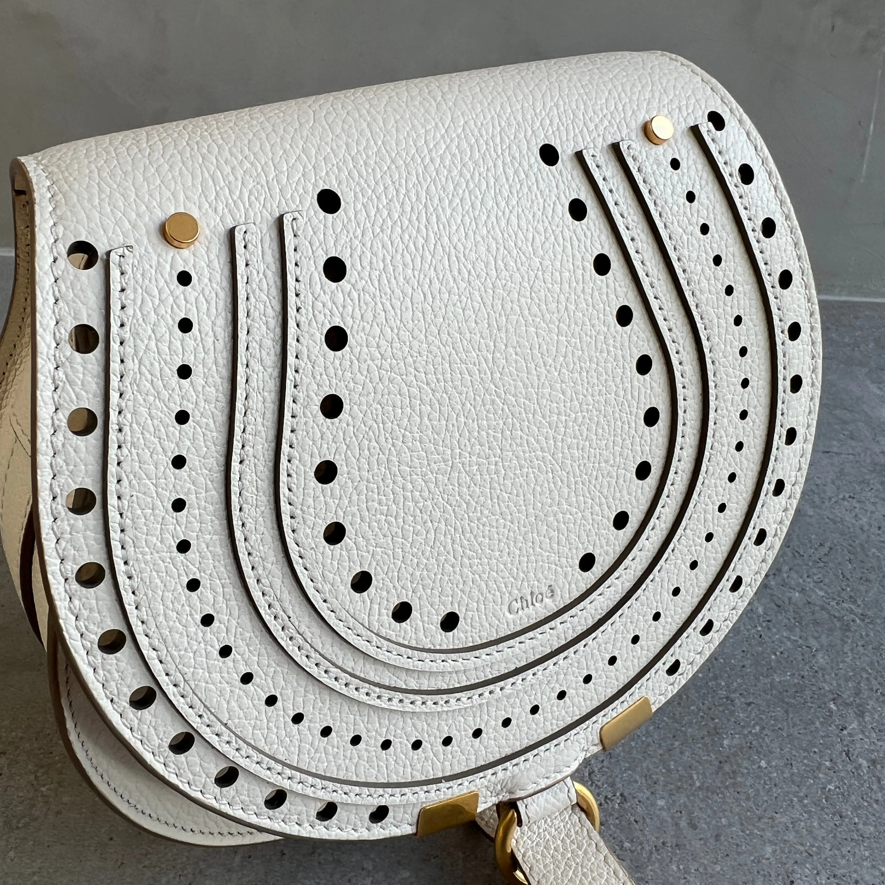 Marcie Mini Satchel Perforated, Misty Ivory