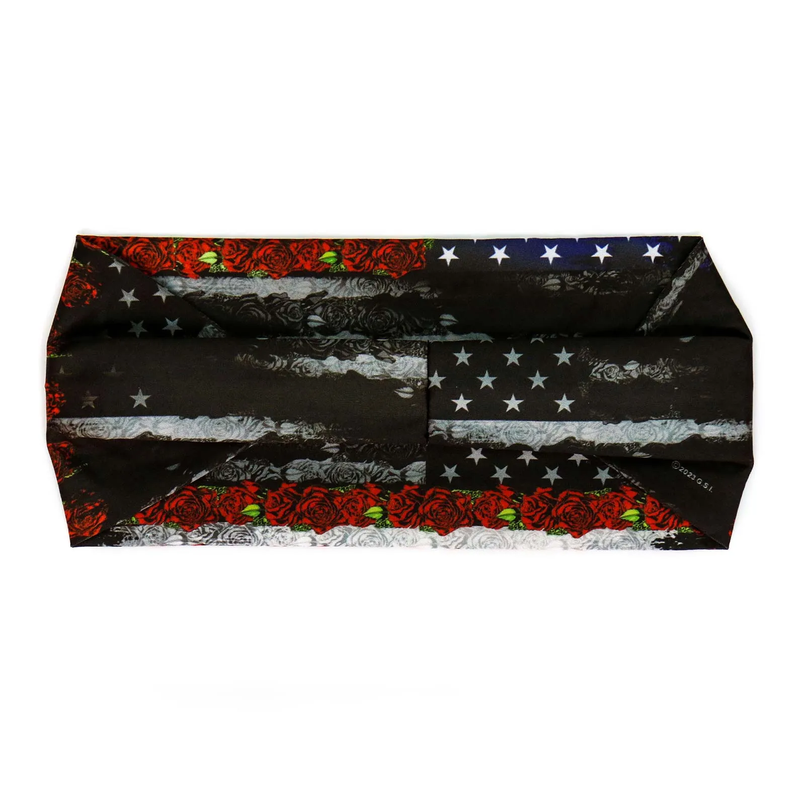 Milwaukee Leather | Bling Designed Wide Headbands-Headwraps for Women Biker Bandana with Flag Roses - MLA8021