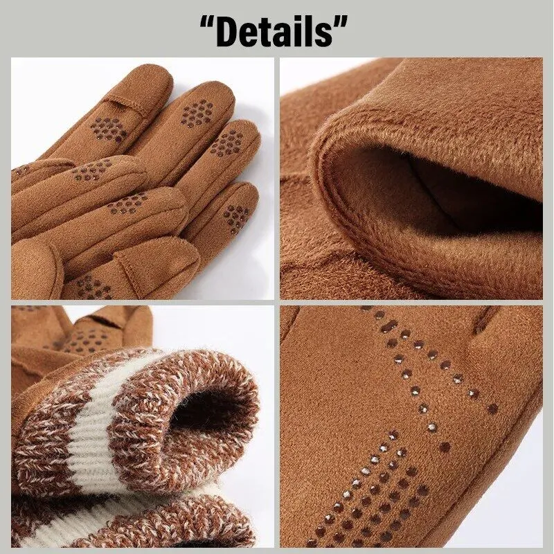 New Winter Warm Suede Men's Gloves for Outdoor Cycling