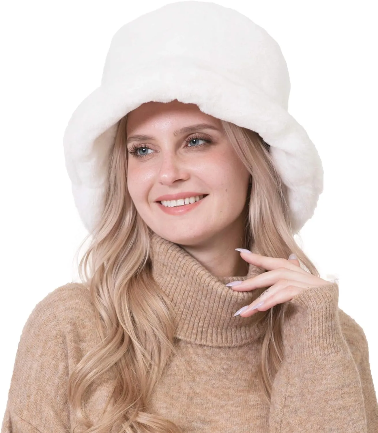 Oxford Chic Faux Fur Black Winter Bucket Hat